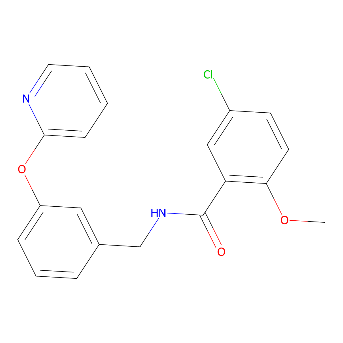 5-chloro-2-methoxy-N-(3-(pyridin-2-yloxy)benzyl)benzamide molecular structure, CAS 1704658-22-9