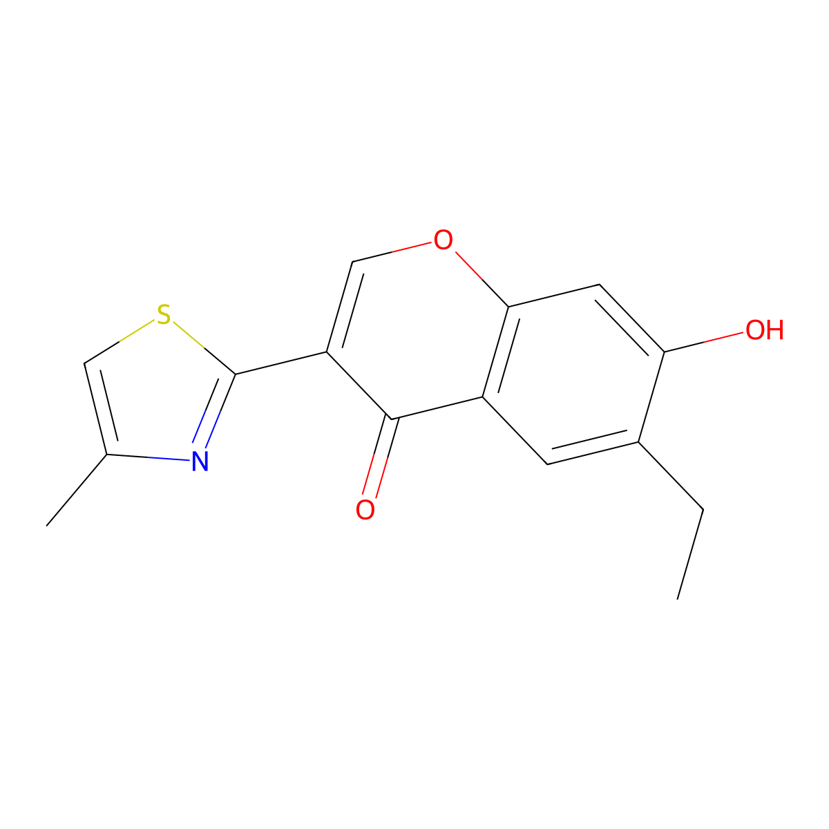 6-Ethyl-7-hydroxy-3-(4-methylthiazol-2-yl)-4H-chromen-4-one molecular structure, CAS 170466-84-9
