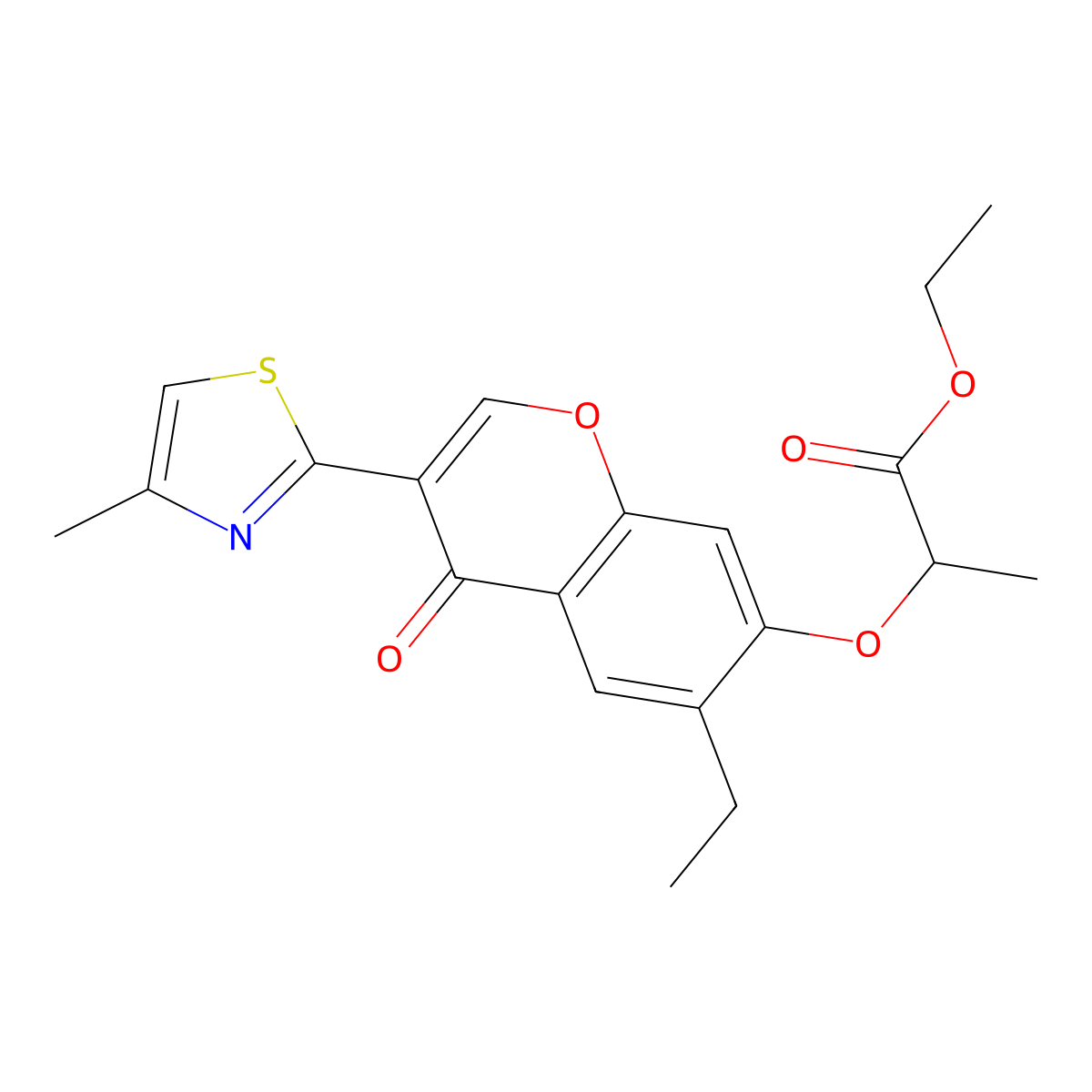 ethyl 2-((6-ethyl-3-(4-methylthiazol-2-yl)-4-oxo-4H-chromen-7-yl)oxy)propanoate molecular structure, CAS 170466-93-0