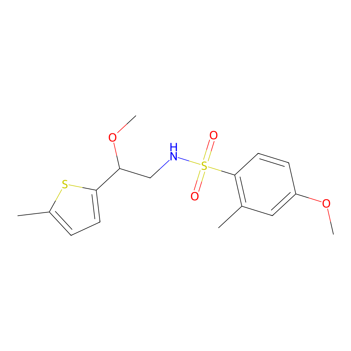4-methoxy-N-(2-methoxy-2-(5-methylthiophen-2-yl)ethyl)-2-methylbenzenesulfonamide molecular structure, CAS 1704661-82-4