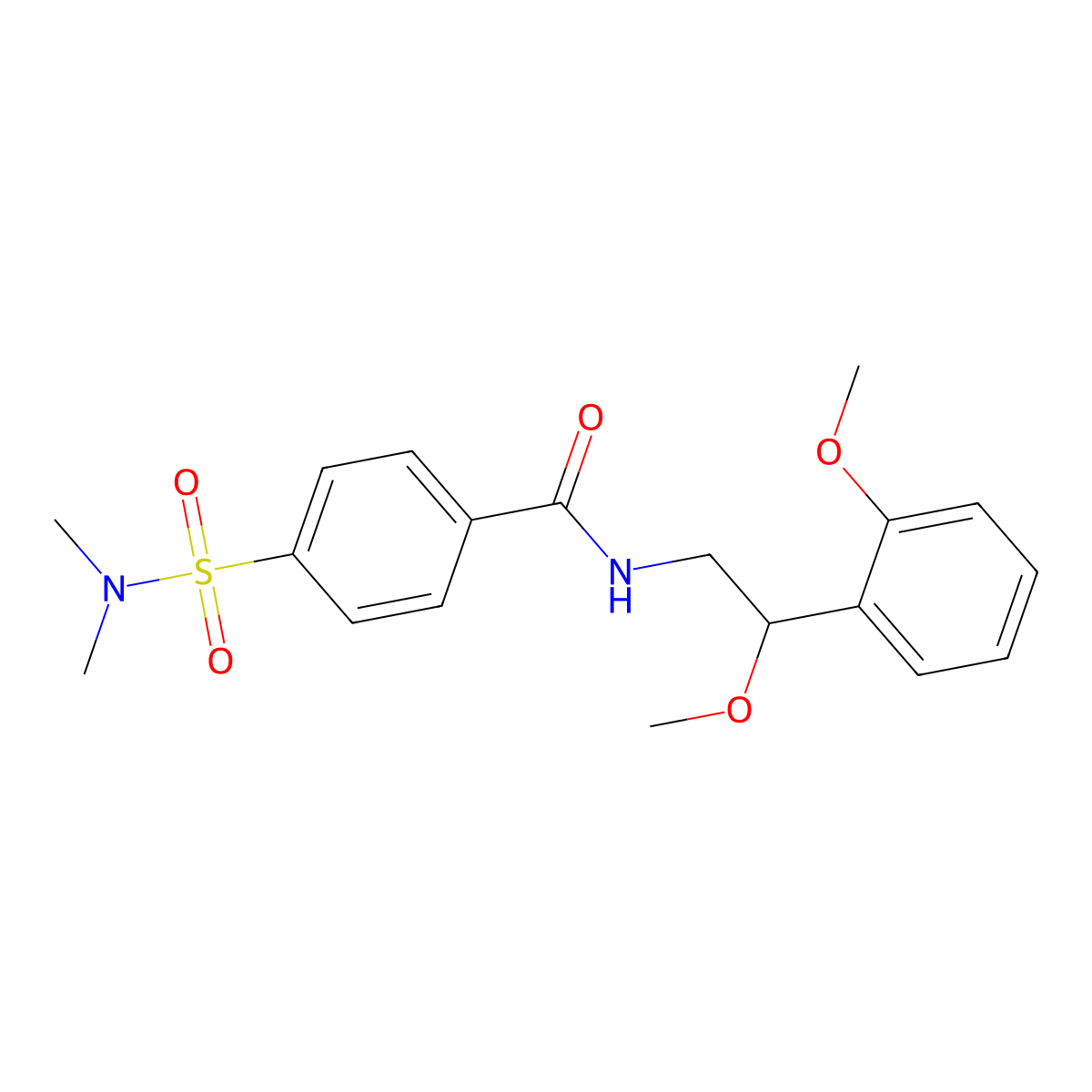 4-(N,N-dimethylsulfamoyl)-N-(2-methoxy-2-(2-methoxyphenyl)ethyl)benzamide molecular structure, CAS 1704662-86-1