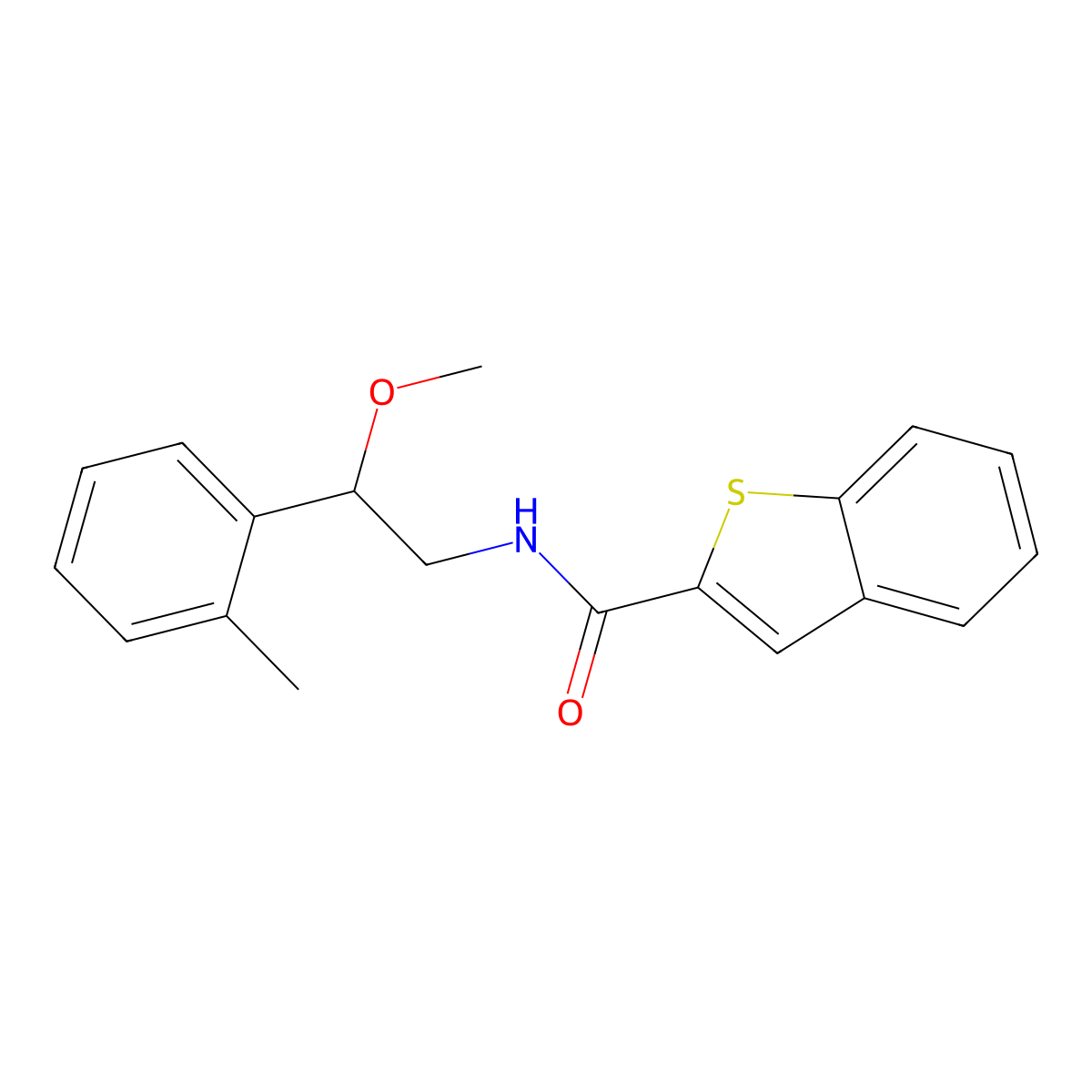 N-(2-methoxy-2-(o-tolyl)ethyl)benzo[b]thiophene-2-carboxamide molecular structure, CAS 1704663-98-8