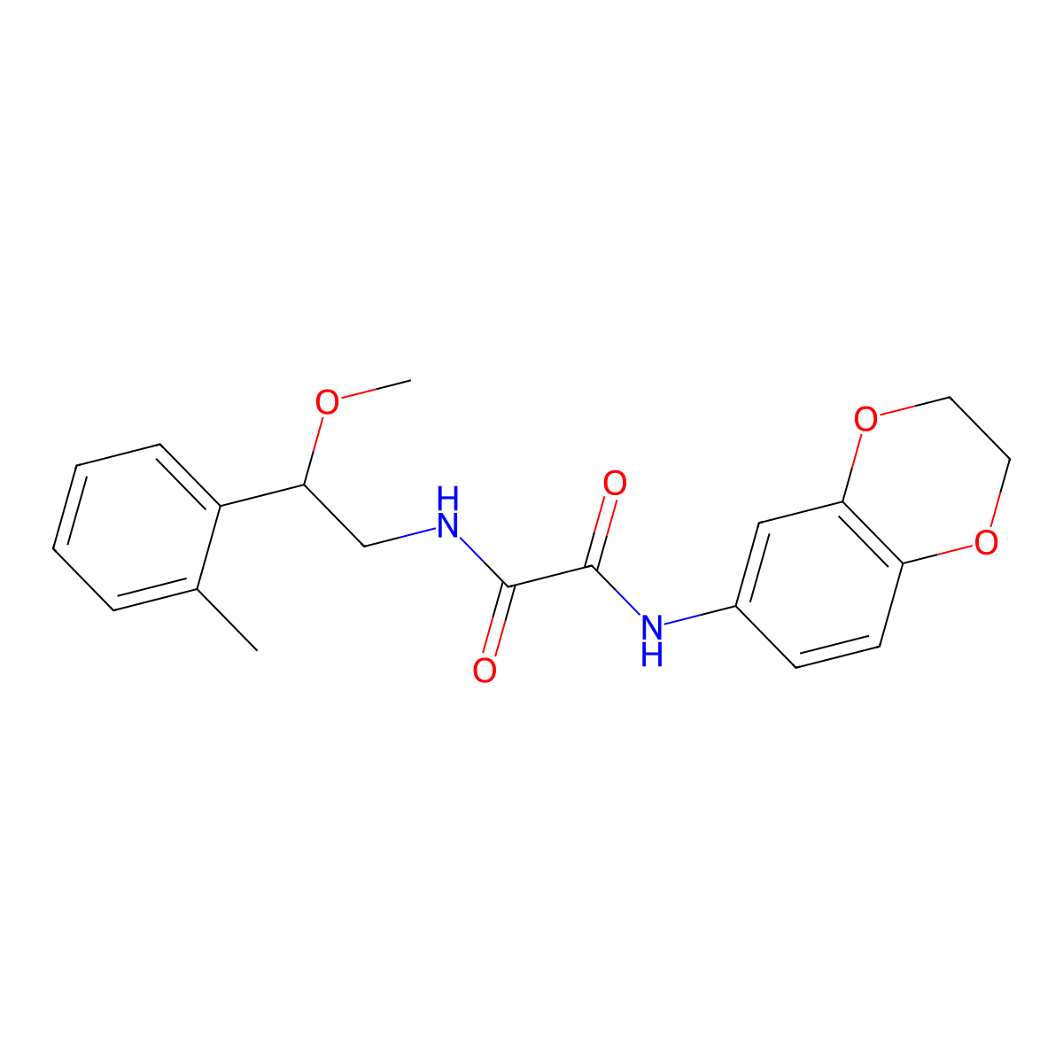 N1-(2,3-dihydrobenzo[b][1,4]dioxin-6-yl)-N2-(2-methoxy-2-(o-tolyl)ethyl)oxalamide molecular structure, CAS 1704665-32-6
