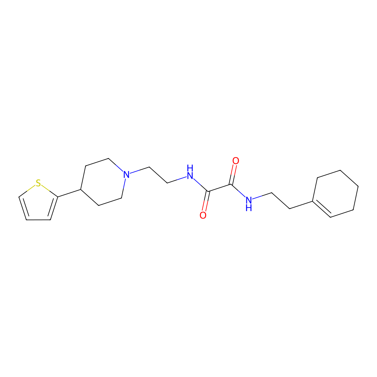 N1-(2-(cyclohex-1-en-1-yl)ethyl)-N2-(2-(4-(thiophen-2-yl)piperidin-1-yl)ethyl)oxalamide molecular structure, CAS 1704667-29-7