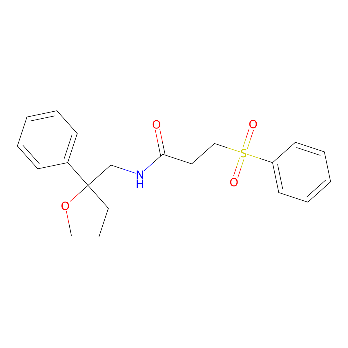 3-(benzenesulfonyl)-N-(2-methoxy-2-phenylbutyl)propanamide molecular structure, CAS 1704669-89-5