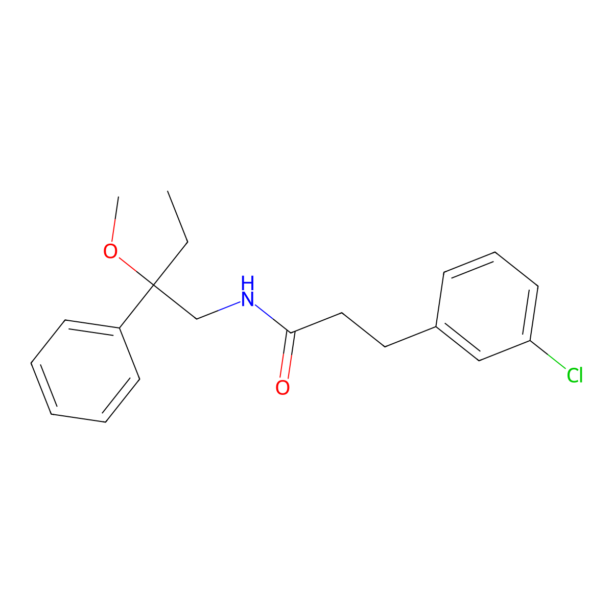 3-(3-chlorophenyl)-N-(2-methoxy-2-phenylbutyl)propanamide molecular structure, CAS 1704670-01-8