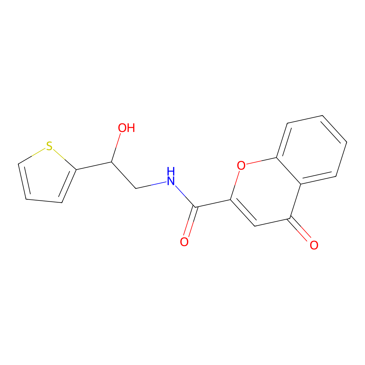 N-[2-hydroxy-2-(thiophen-2-yl)ethyl]-4-oxo-4H-chromene-2-carboxamide molecular structure, CAS 1704674-08-7
