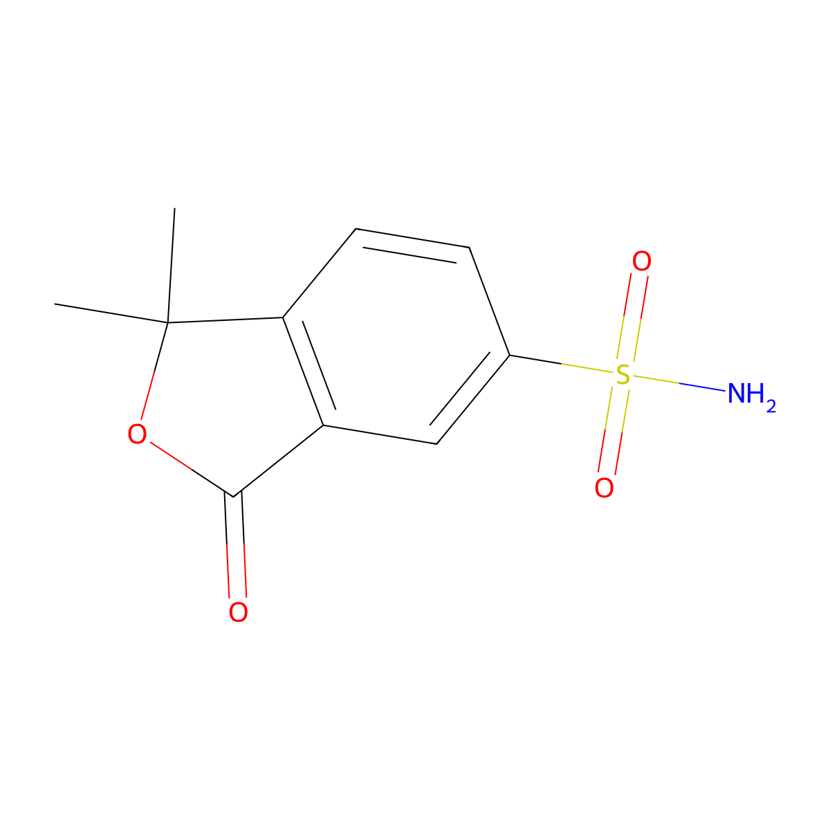1,1-Dimethyl-3-oxo-1,3-dihydro-2-benzofuran-5-sulfonamide molecular structure, CAS 17047-42-6