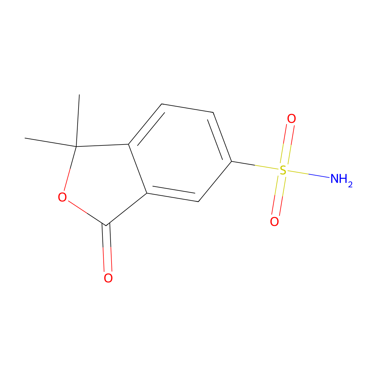 1,1-Dimethyl-3-oxo-1,3-dihydro-2-benzofuran-5-sulfonamide molecular structure, CAS 17047-42-6