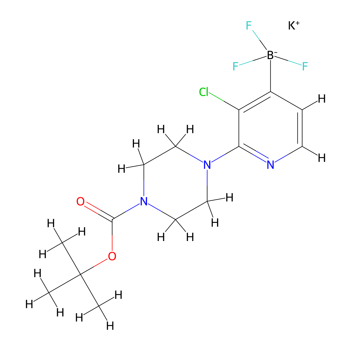 Potassium (2-(4-(tert-butoxycarbonyl)piperazin-1-yl)-3-chloropyridin-4-yl)trifluoroborate molecular structure, CAS 1704704-41-5
