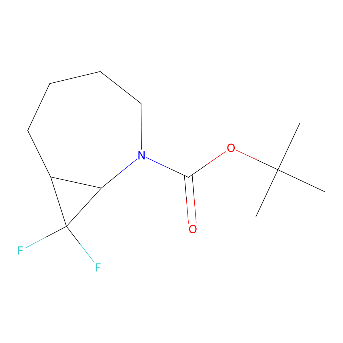 2-Azabicyclo(5.1.0)octane-2-carboxylic acid, 8,8-difluoro-, 1,1-dimethylethyl ester molecular structure, CAS 1704724-77-5