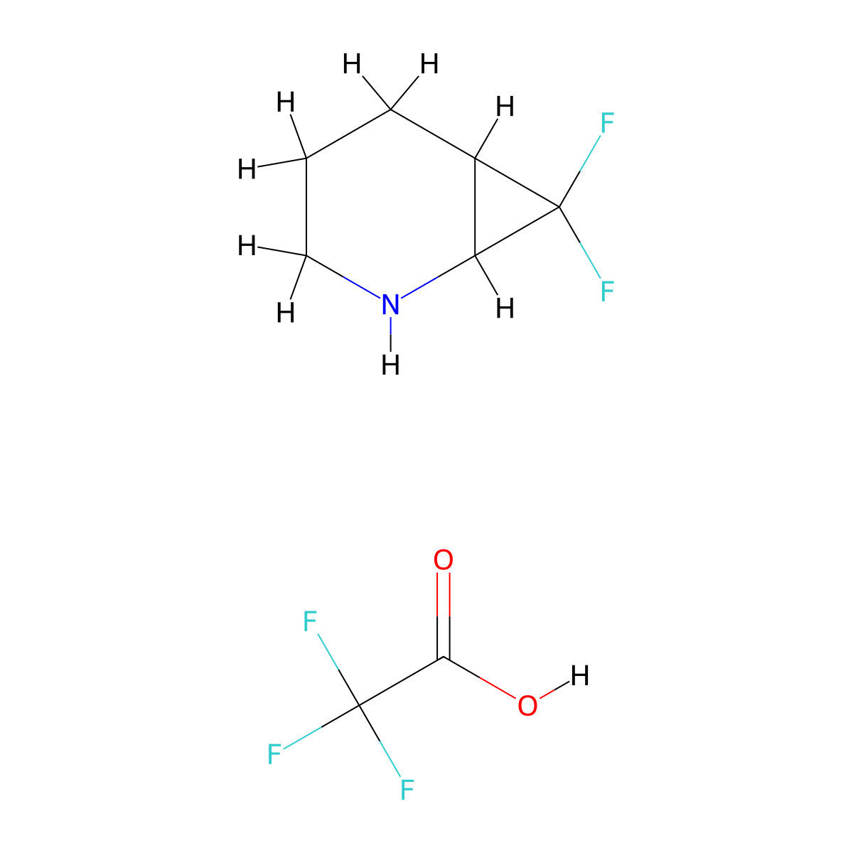 7,7-Difluoro-2-azabicyclo[4.1.0]heptane 2,2,2-trifluoroacetate molecular structure, CAS 1704724-79-7