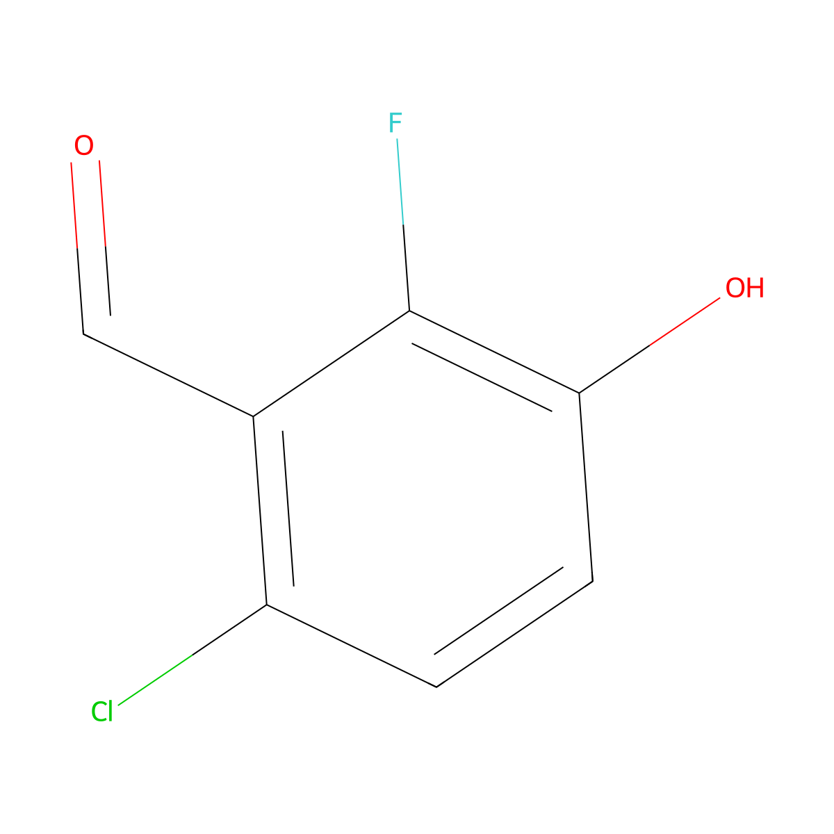 6-Chloro-2-fluoro-3-hydroxybenzaldehyde molecular structure, CAS 1704729-56-5