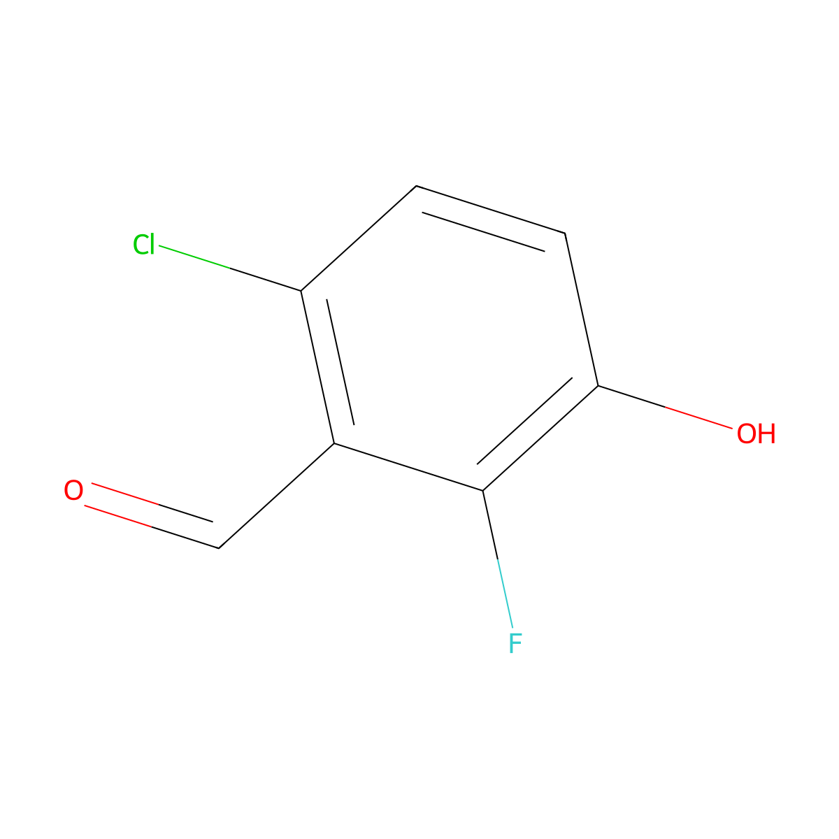 6-Chloro-2-fluoro-3-hydroxybenzaldehyde molecular structure, CAS 1704729-56-5