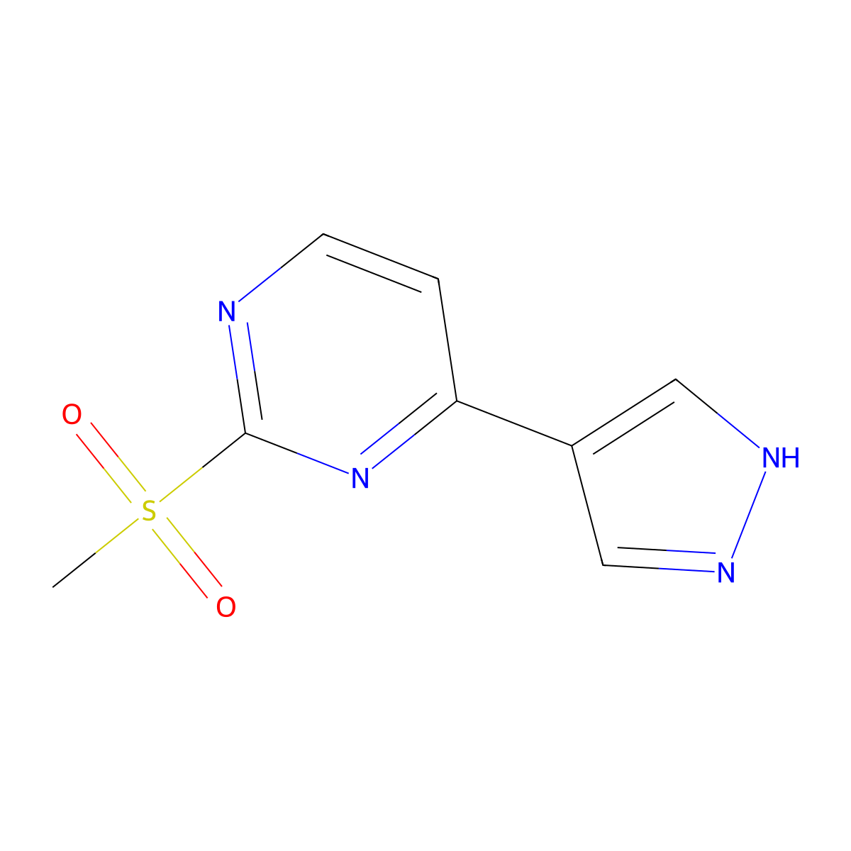 2-(Methylsulfonyl)-4-(1H-pyrazol-4-yl)pyrimidine molecular structure, CAS 1704739-05-8