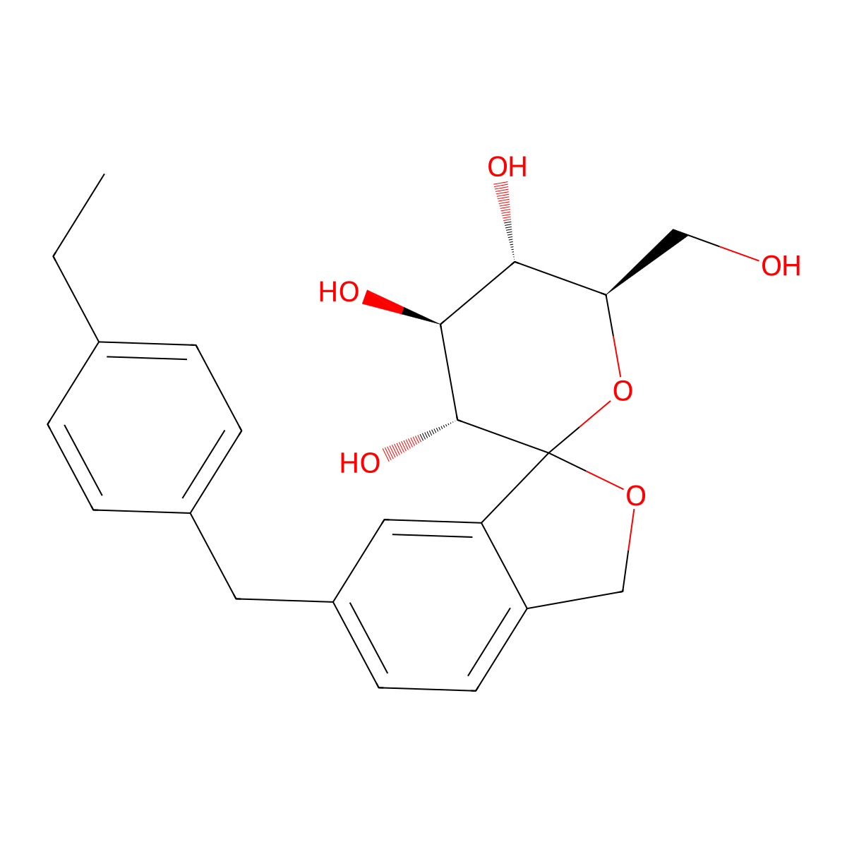 (3'R,4'S,5'S,6'R)-6-(4-ethylbenzyl)-6'-(hydroxymethyl)-3',4',5',6'-tetrahydro-3H-spiro[isobenzofuran-1,2'-pyran]-3',4',5'-triol molecular structure, CAS 1704743-06-5