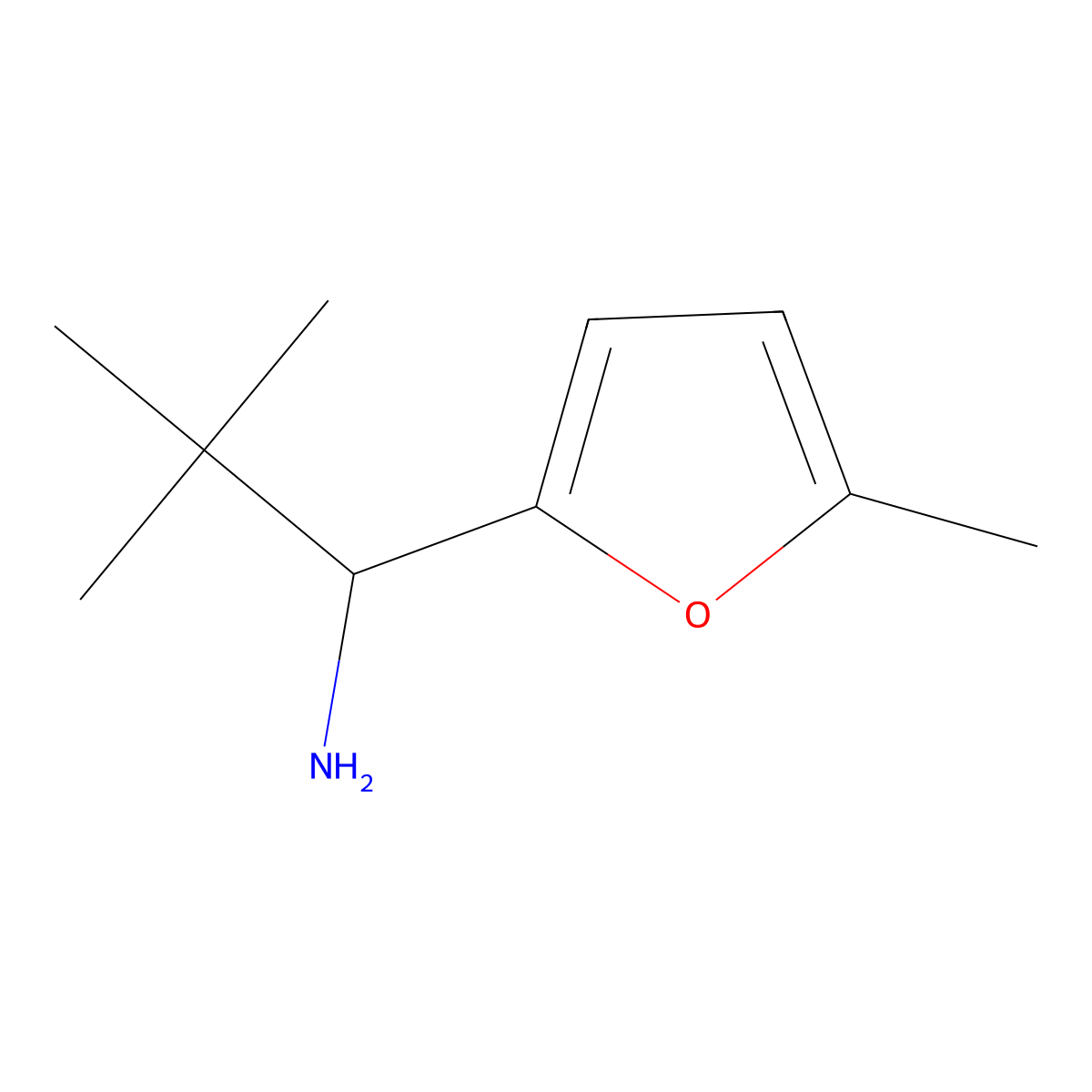 (S)-2,2-Dimethyl-1-(5-methylfuran-2-yl)propan-1-amine molecular structure, CAS 1704818-64-3