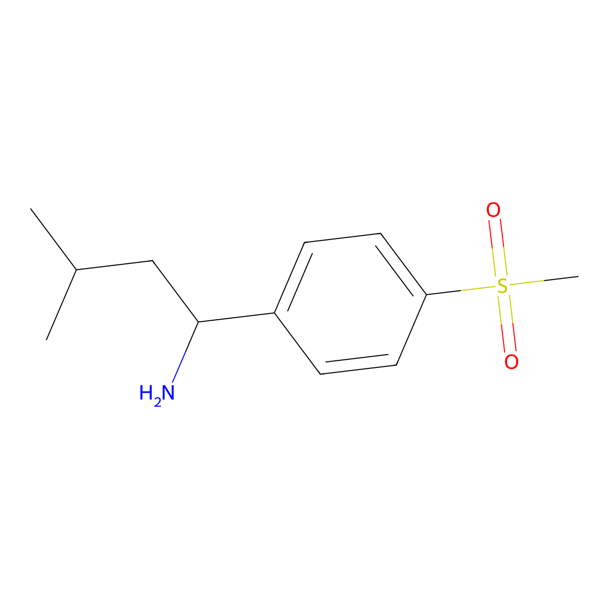 (1R)-1-(4-methanesulfonylphenyl)-3-methylbutan-1-amine molecular structure, CAS 1704855-36-6
