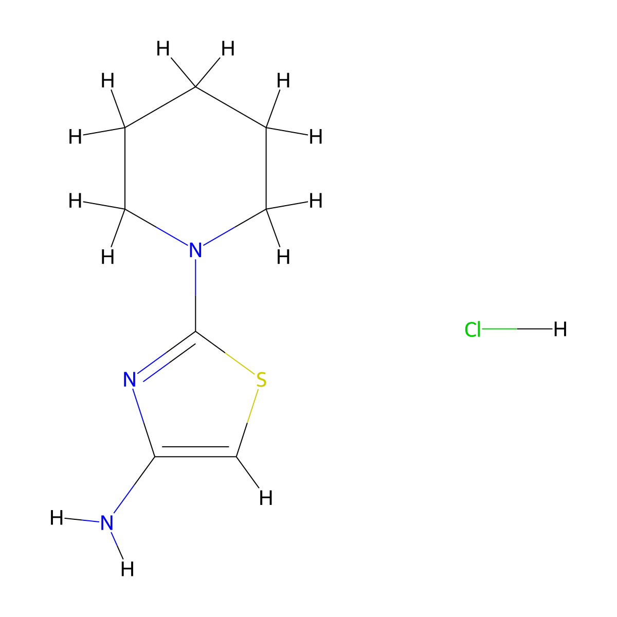 2-(Piperidin-1-yl)-1,3-thiazol-4-amine hydrochloride molecular structure, CAS 170492-31-6