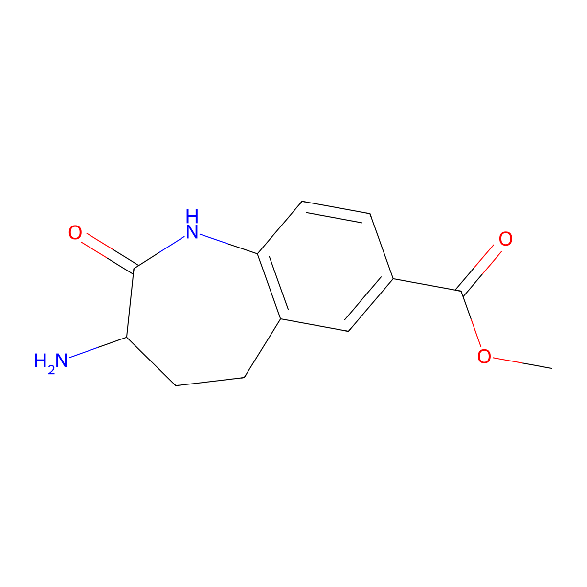 methyl 3-amino-2-oxo-2,3,4,5-tetrahydro-1H-1-benzazepine-7-carboxylate molecular structure, CAS 170492-60-1