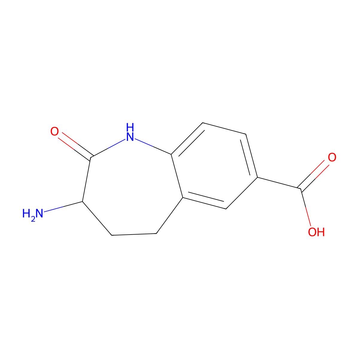 3-amino-2-oxo-2,3,4,5-tetrahydro-1H-1-benzazepine-7-carboxylic acid molecular structure, CAS 170492-61-2