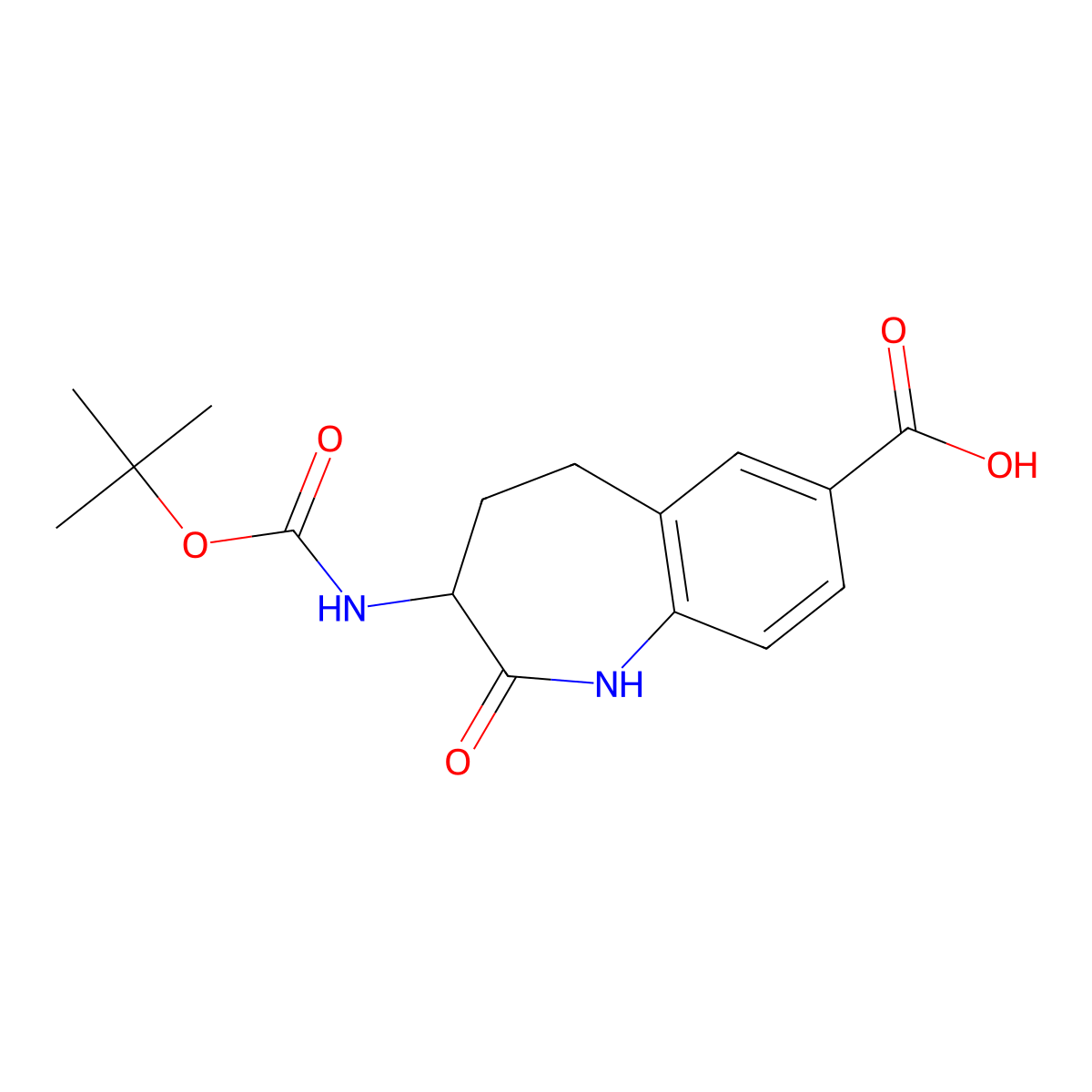 3-(((tert-butoxy)carbonyl)amino)-2-oxo-2,3,4,5-tetrahydro-1H-1-benzazepine-7-carboxylic acid molecular structure, CAS 170492-62-3
