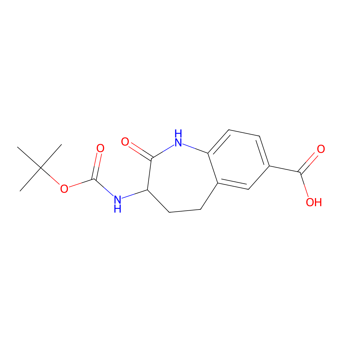 3-(((tert-butoxy)carbonyl)amino)-2-oxo-2,3,4,5-tetrahydro-1H-1-benzazepine-7-carboxylic acid molecular structure, CAS 170492-62-3