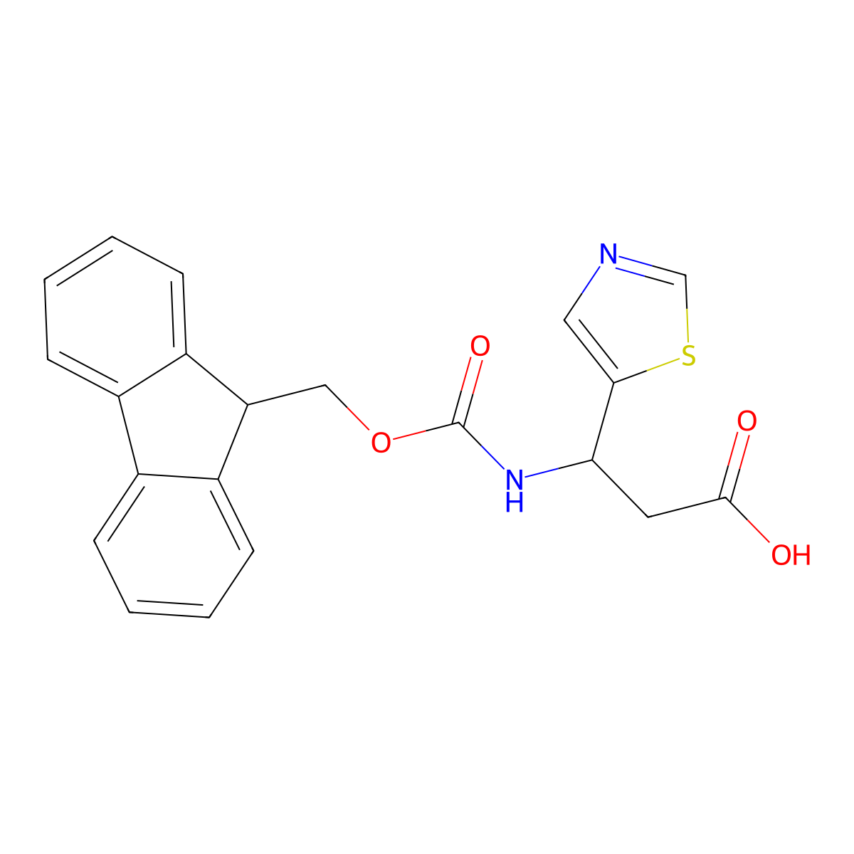 (3S)-3-({[(9H-fluoren-9-yl)methoxy]carbonyl}amino)-3-(1,3-thiazol-5-yl)propanoic acid molecular structure, CAS 1704938-42-0