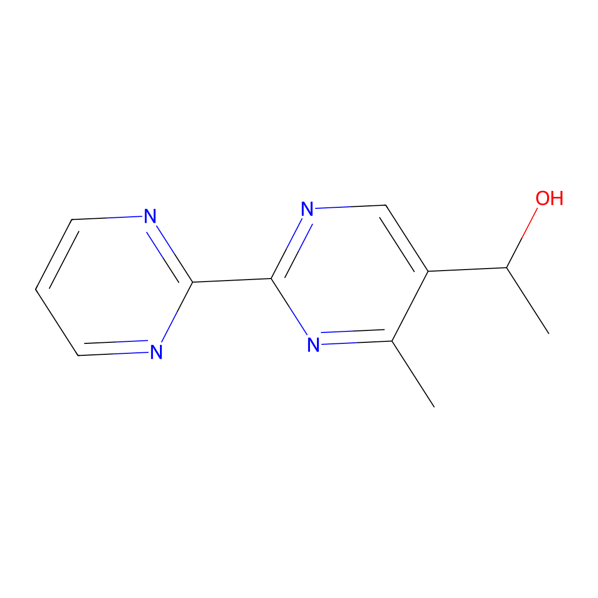 (1R)-1-[4-methyl-2-(pyrimidin-2-yl)pyrimidin-5-yl]ethan-1-ol molecular structure, CAS 1704941-02-5