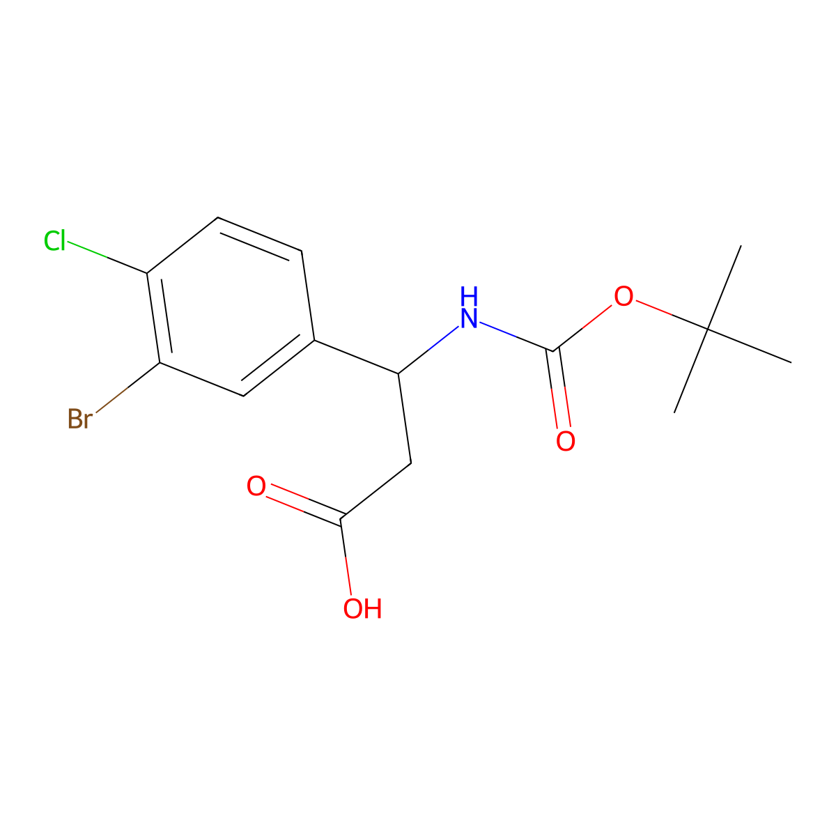(3R)-3-(3-bromo-4-chlorophenyl)-3-{[(tert-butoxy)carbonyl]amino}propanoic acid molecular structure, CAS 1704950-38-8