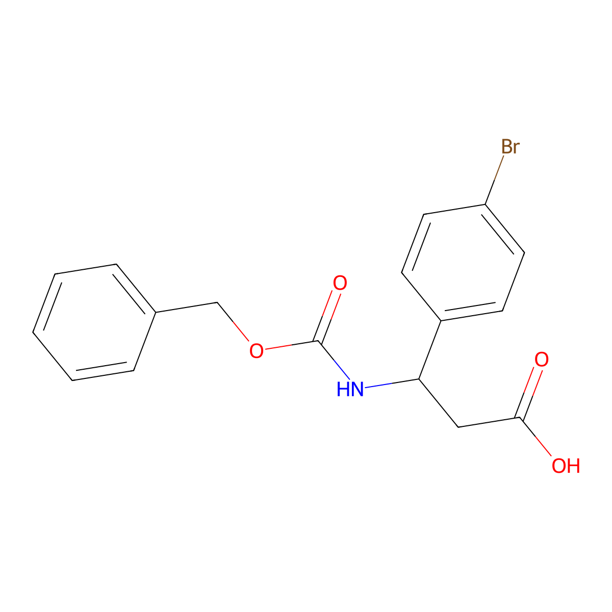 (3R)-3-{[(benzyloxy)carbonyl]amino}-3-(4-bromophenyl)propanoic acid molecular structure, CAS 1704951-09-6