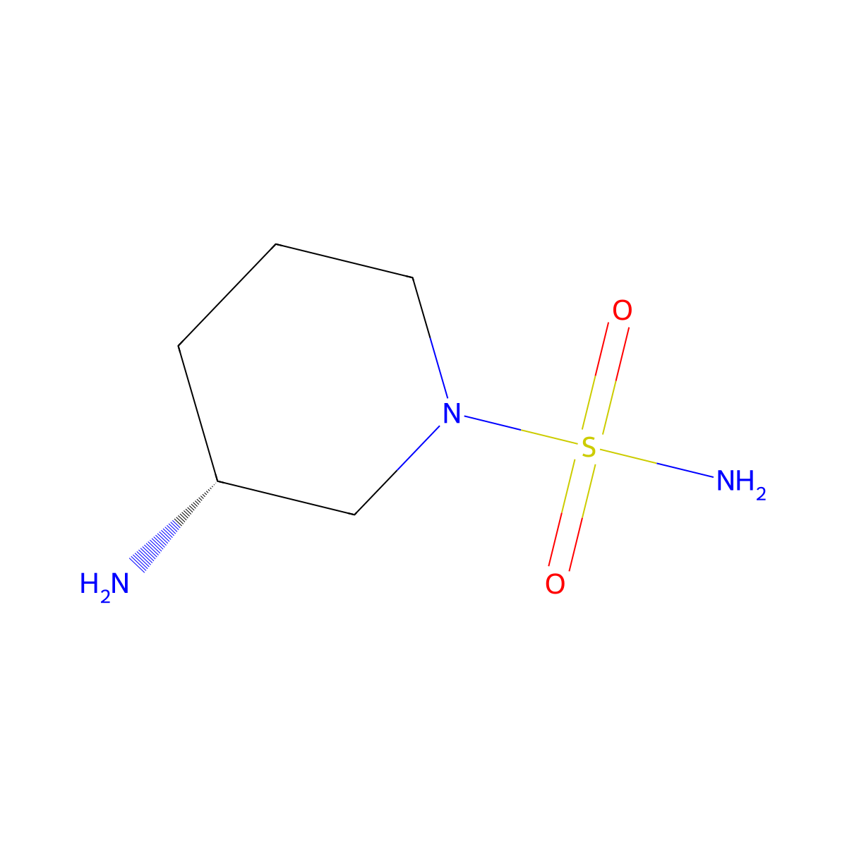 (3R)-3-Aminopiperidine-1-sulfonamide molecular structure, CAS 1704951-35-8