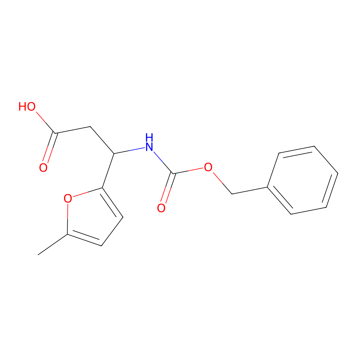 (3S)-3-{[(benzyloxy)carbonyl]amino}-3-(5-methylfuran-2-yl)propanoic acid molecular structure, CAS 1704952-21-5
