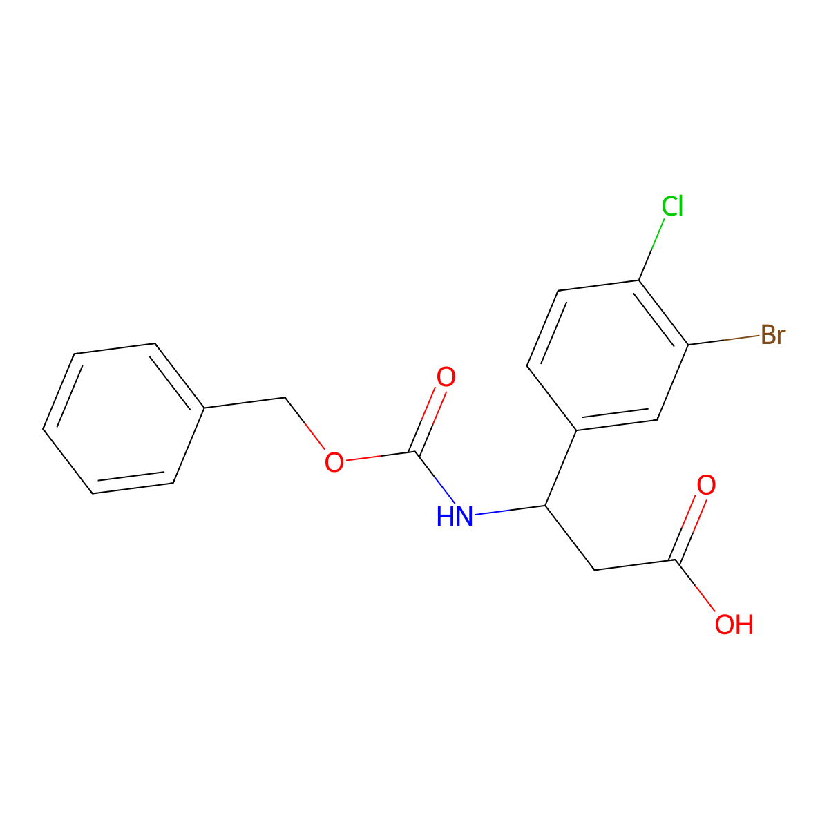 (3S)-3-{[(benzyloxy)carbonyl]amino}-3-(3-bromo-4-chlorophenyl)propanoic acid molecular structure, CAS 1704952-33-9