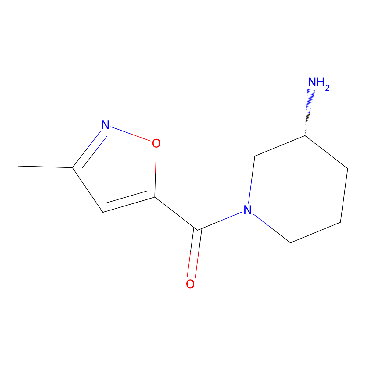 (3R)-1-(3-Methyl-1,2-oxazole-5-carbonyl)piperidin-3-amine molecular structure, CAS 1704959-60-3
