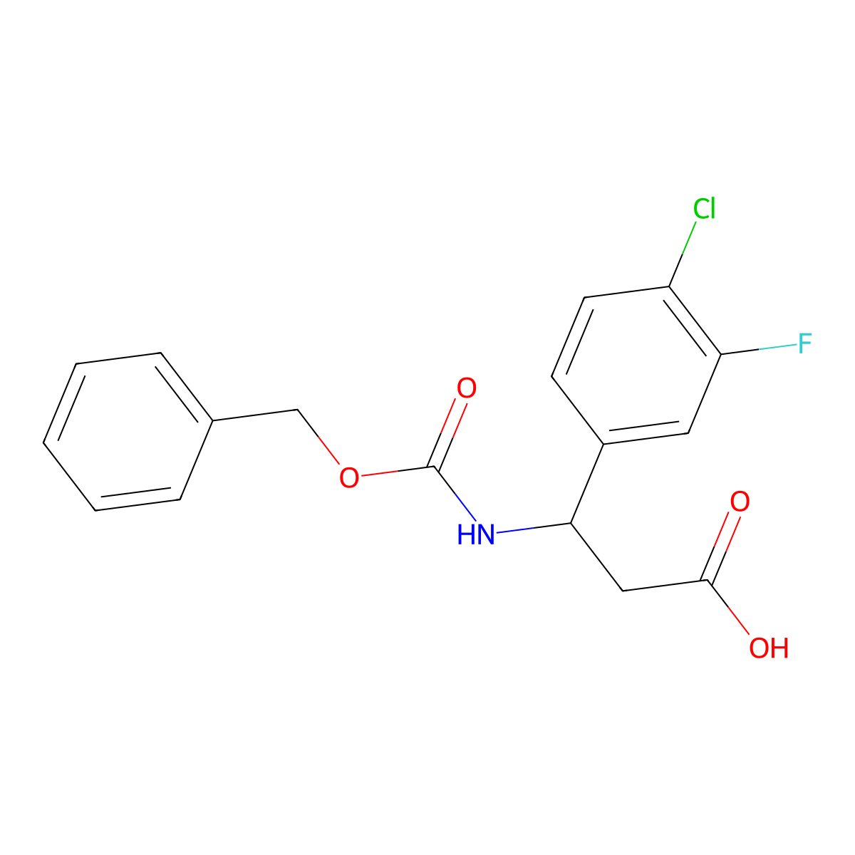(3S)-3-{[(benzyloxy)carbonyl]amino}-3-(4-chloro-3-fluorophenyl)propanoic acid molecular structure, CAS 1704961-63-6