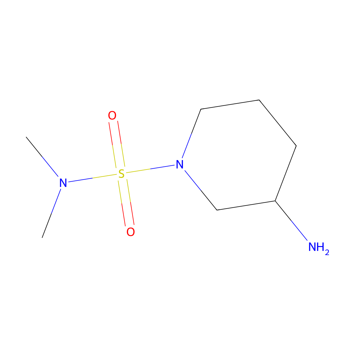 (3R)-3-amino-N,N-dimethylpiperidine-1-sulfonamide molecular structure, CAS 1704962-41-3