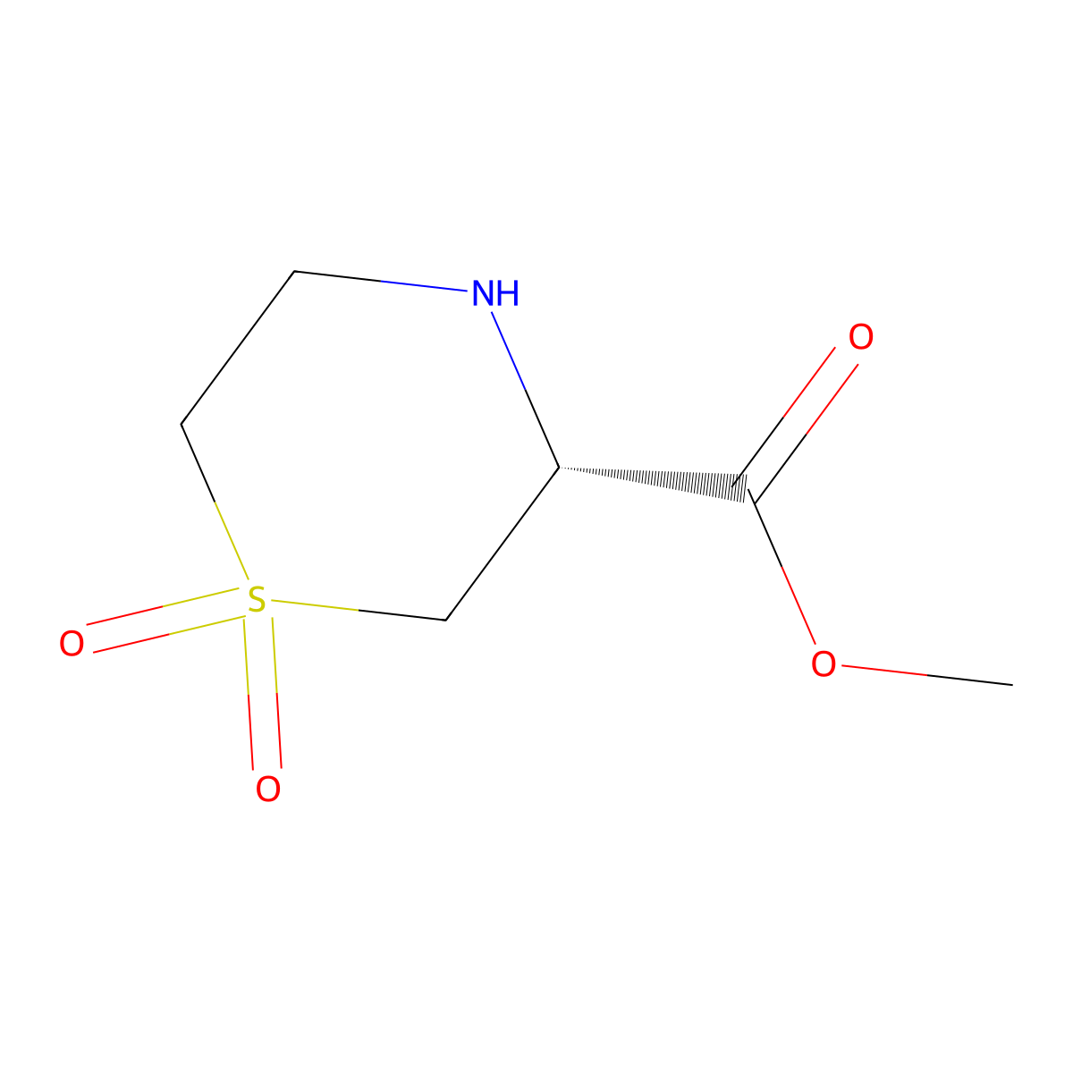 Methyl (R)-thiomorpholine-3-carboxylate 1,1-dioxide molecular structure, CAS 1704967-86-1