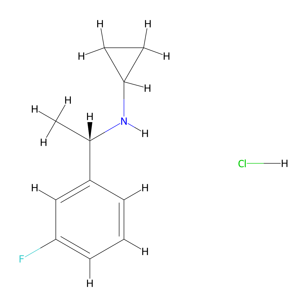 N-[(1S)-1-(3-Fluorophenyl)ethyl]cyclopropanamine hydrochloride molecular structure, CAS 1704977-00-3