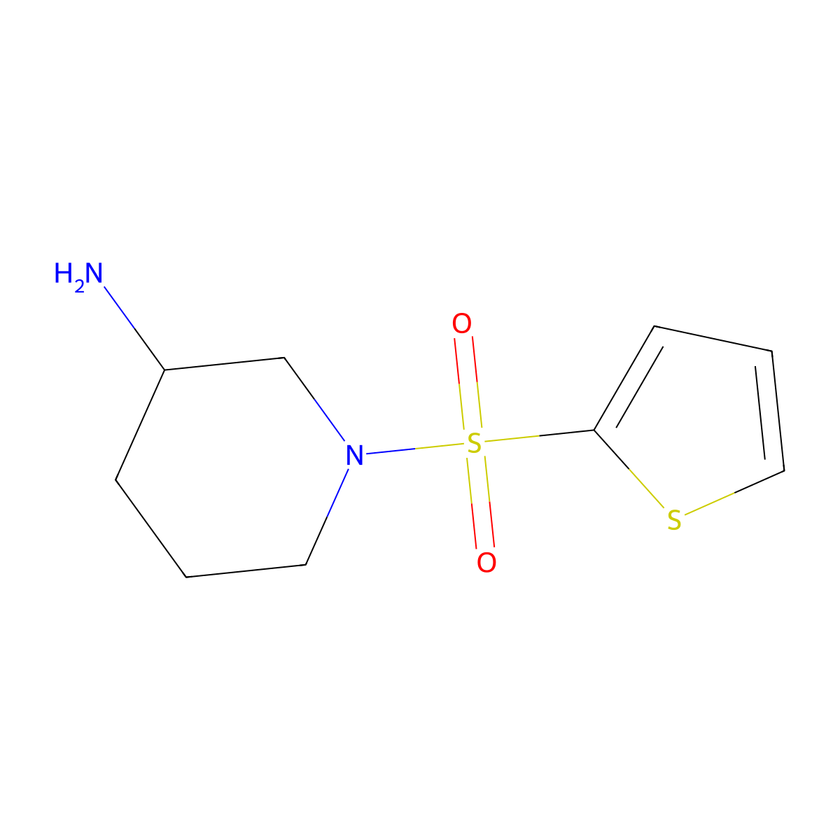 (3R)-1-(Thiophene-2-sulfonyl)piperidin-3-amine molecular structure, CAS 1704980-81-3