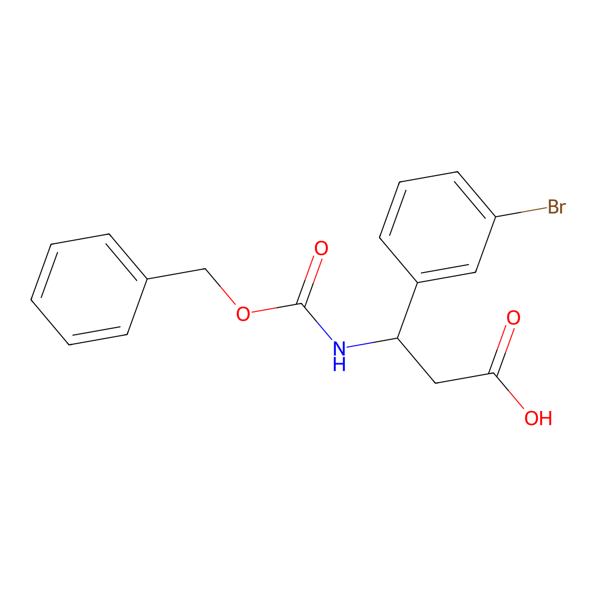 (3R)-3-{[(benzyloxy)carbonyl]amino}-3-(3-bromophenyl)propanoic acid molecular structure, CAS 1704980-87-9
