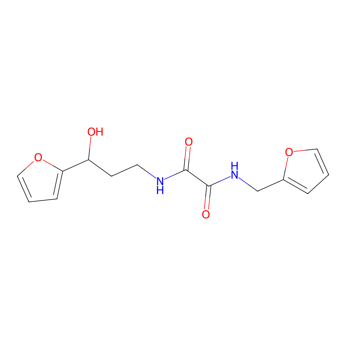 N1-(3-(furan-2-yl)-3-hydroxypropyl)-N2-(furan-2-ylmethyl)oxalamide molecular structure, CAS 1704982-99-9