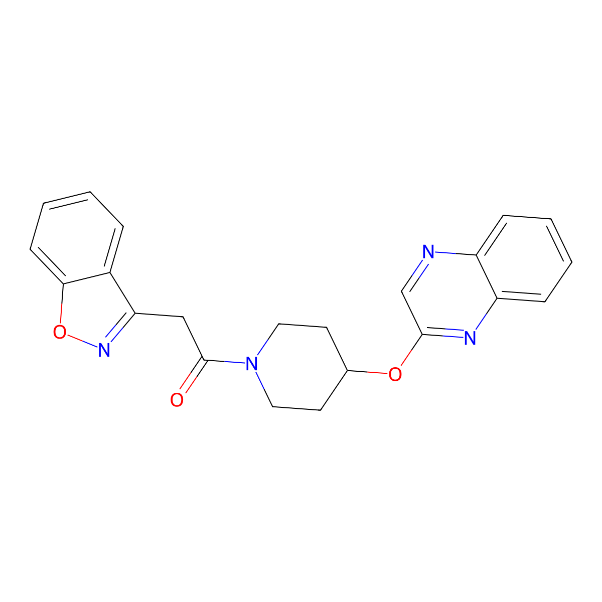 2-(Benzo[d]isoxazol-3-yl)-1-(4-(quinoxalin-2-yloxy)piperidin-1-yl)ethanone molecular structure, CAS 1704985-23-8