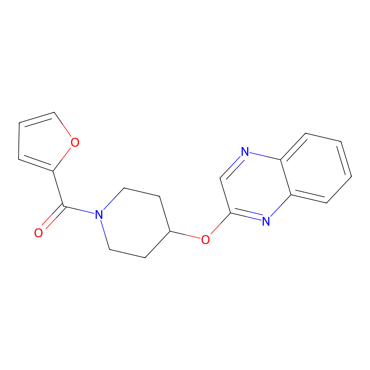 2-{[1-(Furan-2-carbonyl)piperidin-4-yl]oxy}quinoxaline molecular structure, CAS 1704986-91-3