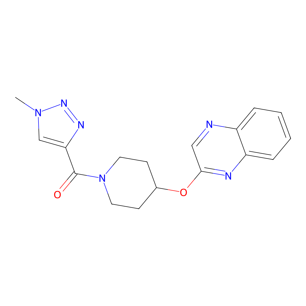 2-{[1-(1-methyl-1H-1,2,3-triazole-4-carbonyl)piperidin-4-yl]oxy}quinoxaline molecular structure, CAS 1704987-50-7