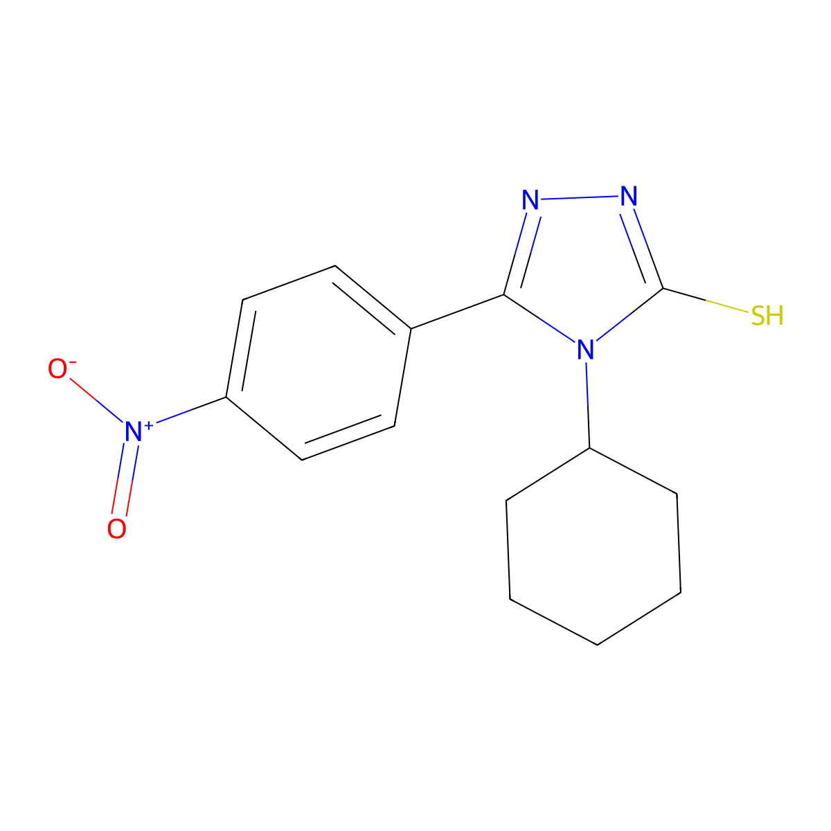 4-Cyclohexyl-5-(4-nitrophenyl)-4H-1,2,4-triazole-3-thiol molecular structure, CAS 17050-54-3