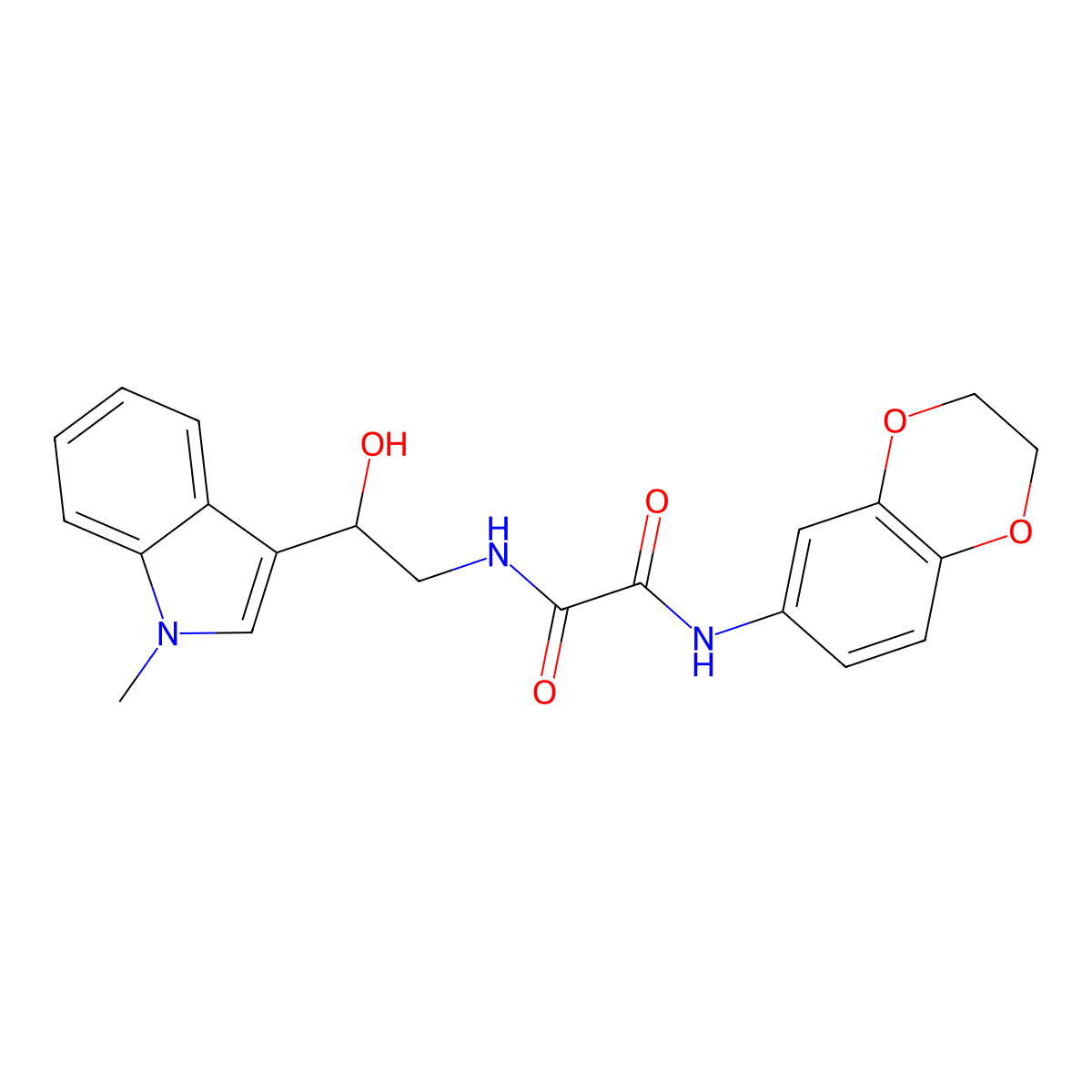 N1-(2,3-dihydrobenzo[b][1,4]dioxin-6-yl)-N2-(2-hydroxy-2-(1-methyl-1H-indol-3-yl)ethyl)oxalamide molecular structure, CAS 1705020-71-8
