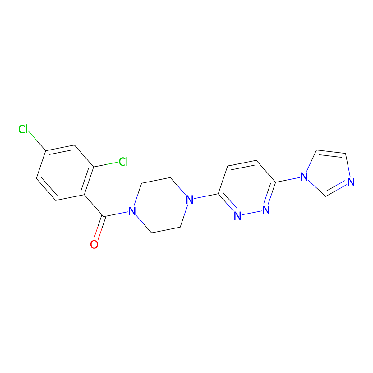 (4-(6-(1H-imidazol-1-yl)pyridazin-3-yl)piperazin-1-yl)(2,4-dichlorophenyl)methanone molecular structure, CAS 1705029-22-6