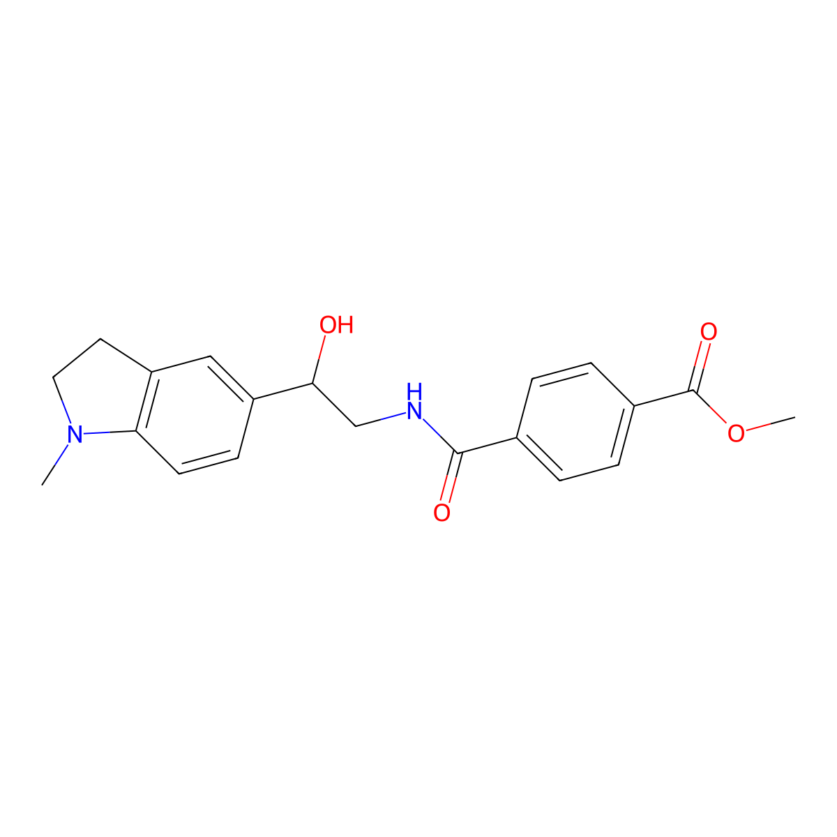 Methyl 4-((2-hydroxy-2-(1-methylindolin-5-yl)ethyl)carbamoyl)benzoate molecular structure, CAS 1705037-17-7