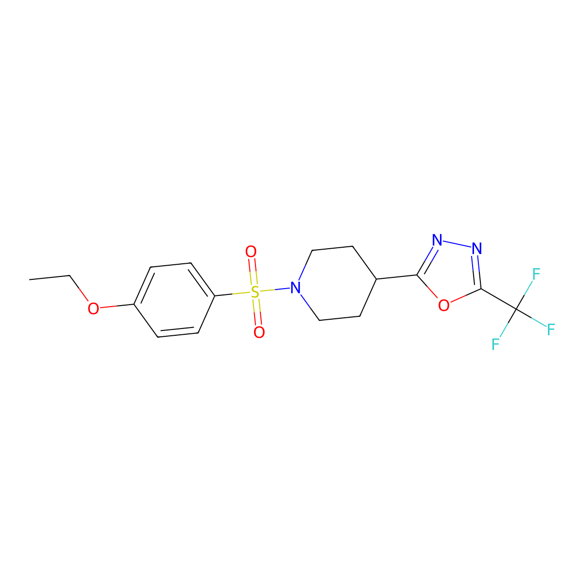 1-(4-Ethoxybenzenesulfonyl)-4-[5-(trifluoromethyl)-1,3,4-oxadiazol-2-yl]piperidine molecular structure, CAS 1705037-50-8